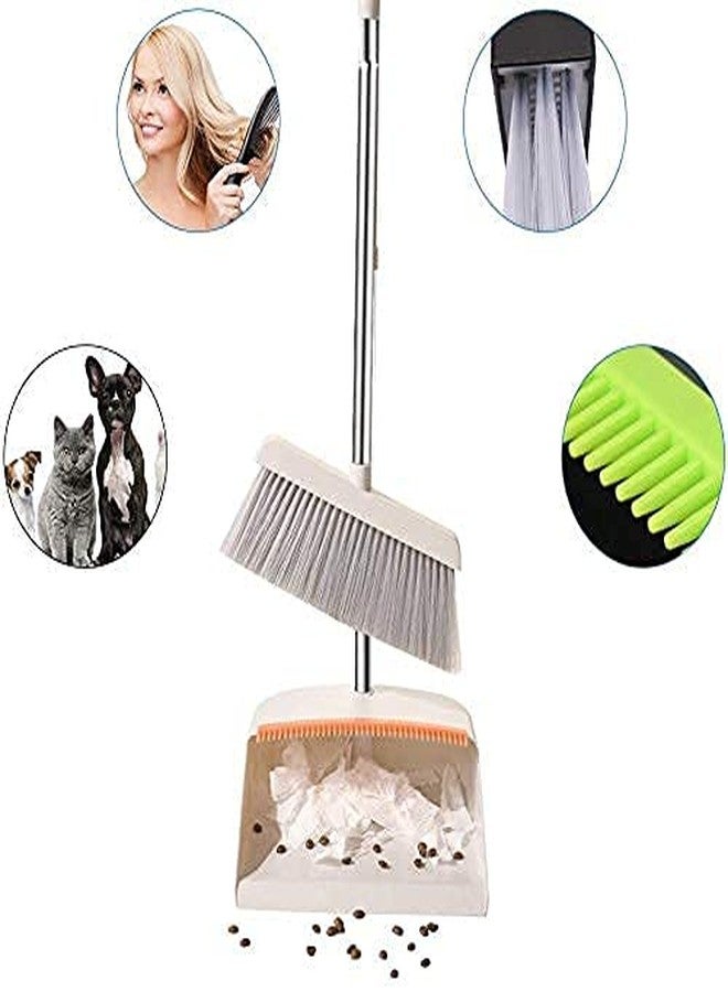 Volbit Upright Stand Up Broom/Dustpan Combo Set with 32" Long Handle for Home Kitchen Room Office Lobby Floor Use (anand), Stainless Steel - Image 2